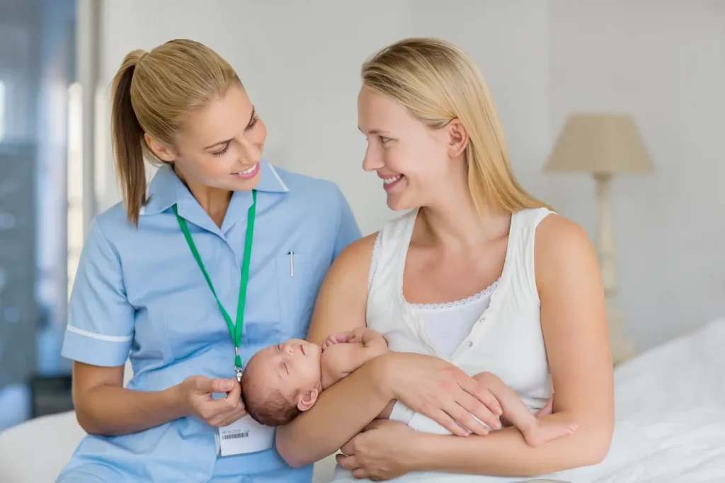 Night Nurse supporting a mother and newborn care at home